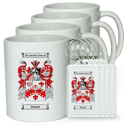 Drouet Set of 4 Coffee Mugs and Keychains