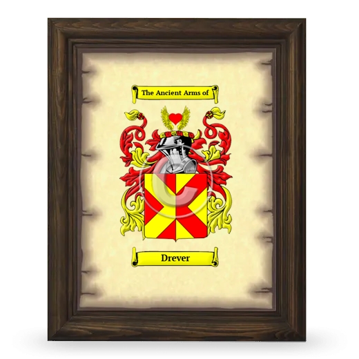 Drever Coat of Arms Framed - Brown