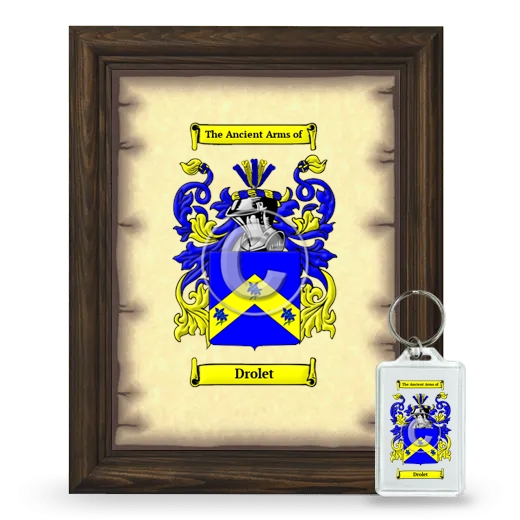 Drolet Framed Coat of Arms and Keychain - Brown