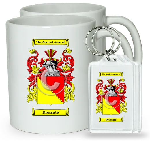Drossate Pair of Coffee Mugs and Pair of Keychains