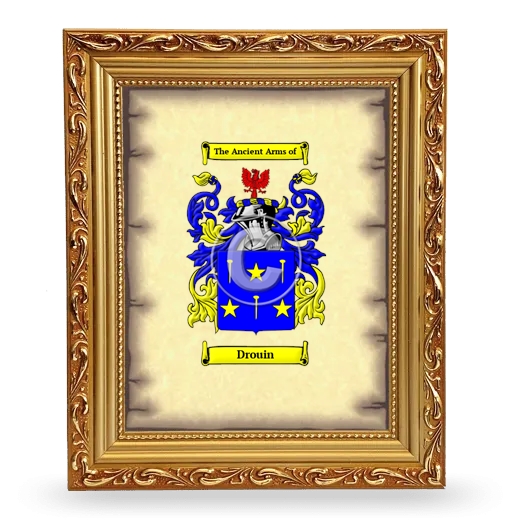 Drouin Coat of Arms Framed - Gold