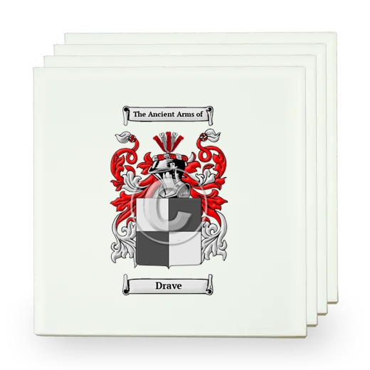 Drave Set of Four Small Tiles with Coat of Arms