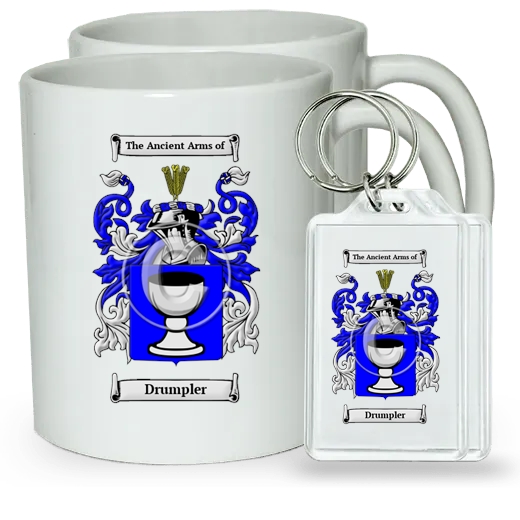 Drumpler Pair of Coffee Mugs and Pair of Keychains