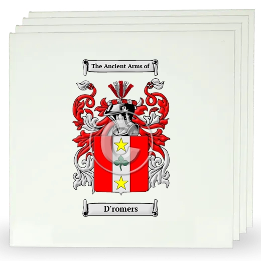 D'romers Set of Four Large Tiles with Coat of Arms