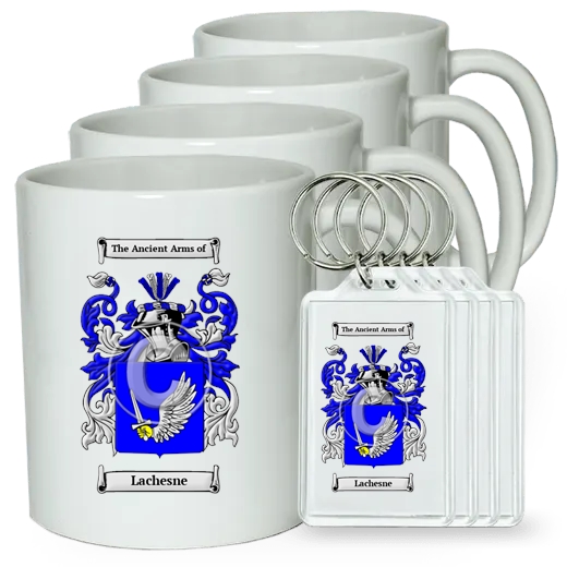Lachesne Set of 4 Coffee Mugs and Keychains