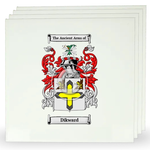 Dikward Set of Four Large Tiles with Coat of Arms