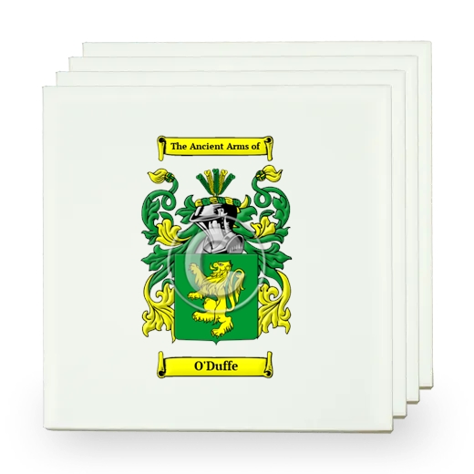 O'Duffe Set of Four Small Tiles with Coat of Arms