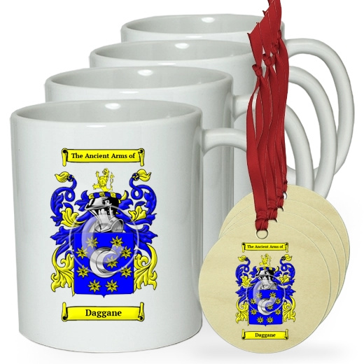 Daggane Set of 4 Classic Mugs and Ornaments