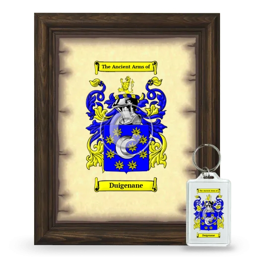 Duigenane Framed Coat of Arms and Keychain - Brown