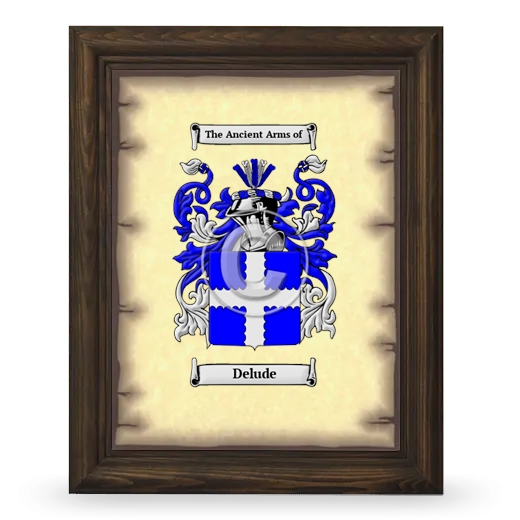 Delude Coat of Arms Framed - Brown