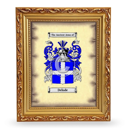 Delude Coat of Arms Framed - Gold