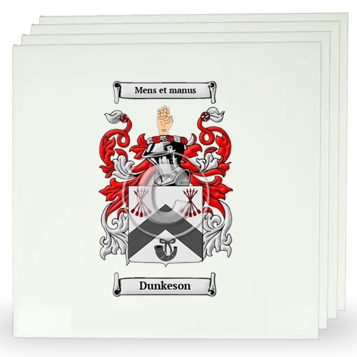 Dunkeson Set of Four Large Tiles with Coat of Arms