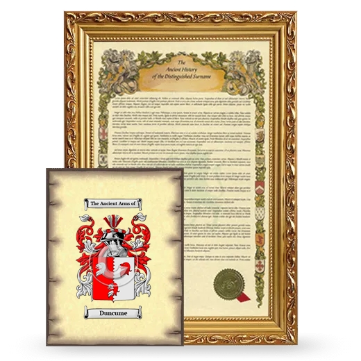 Duncume Framed History and Coat of Arms Print - Gold