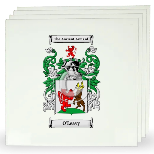 O'Leavy Set of Four Large Tiles with Coat of Arms