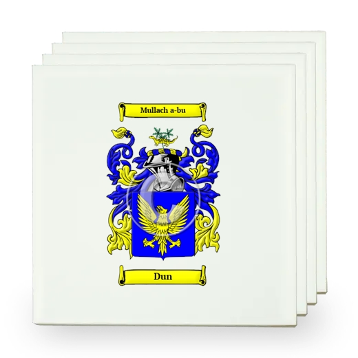 Dun Set of Four Small Tiles with Coat of Arms