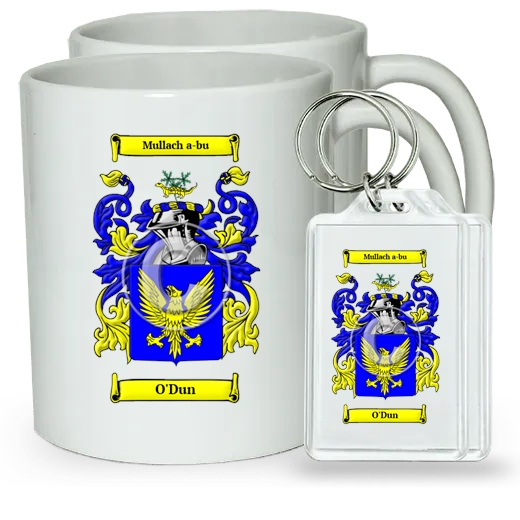 O'Dun Pair of Coffee Mugs and Pair of Keychains