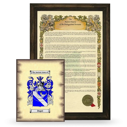 Dupri Framed History and Coat of Arms Print - Brown