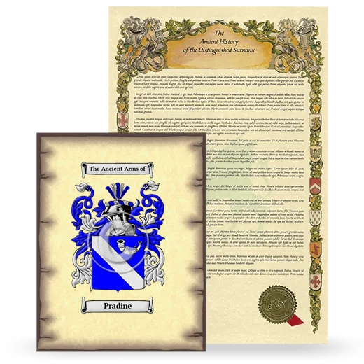 Pradine Coat of Arms and Surname History Package