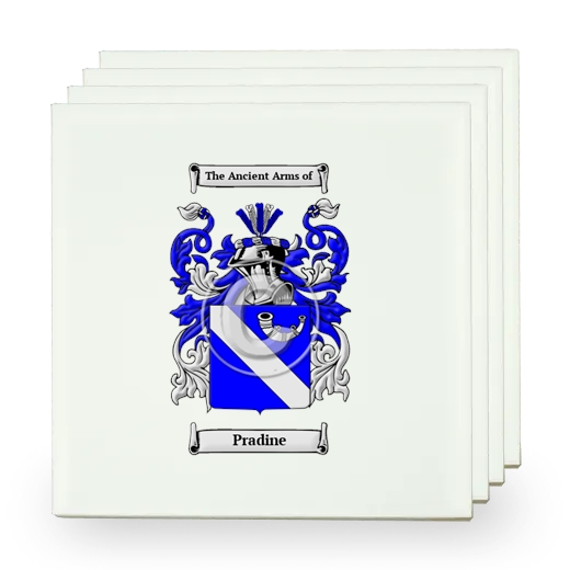 Pradine Set of Four Small Tiles with Coat of Arms