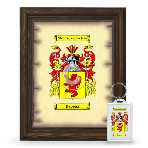 Depeux Framed Coat of Arms and Keychain - Brown