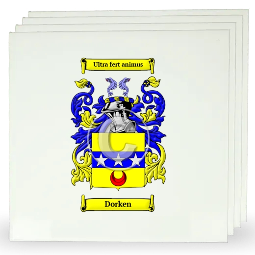 Dorken Set of Four Large Tiles with Coat of Arms