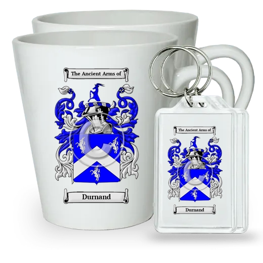 Durnand Pair of Latte Mugs and Pair of Keychains