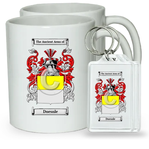 Duesnle Pair of Coffee Mugs and Pair of Keychains