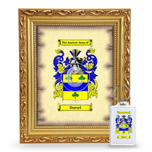 Duesel Framed Coat of Arms and Keychain - Gold