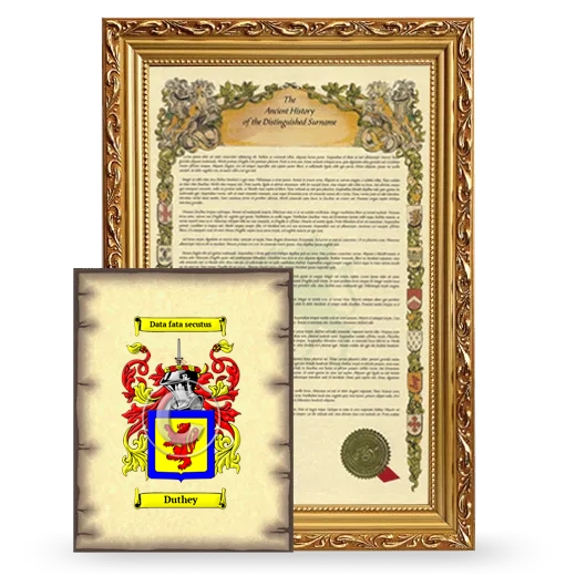 Duthey Framed History and Coat of Arms Print - Gold