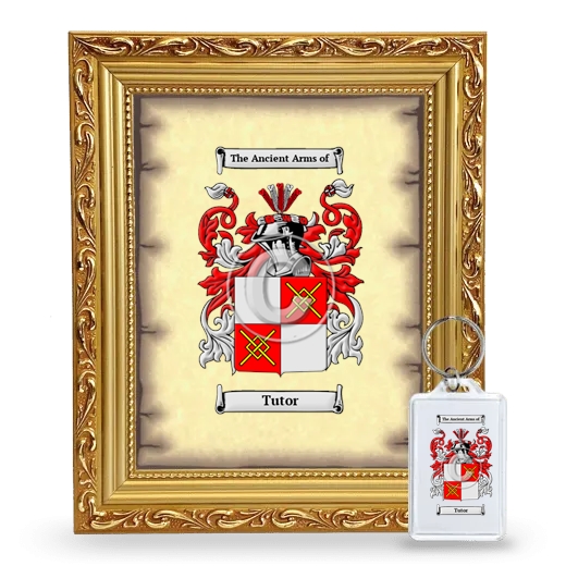 Tutor Framed Coat of Arms and Keychain - Gold