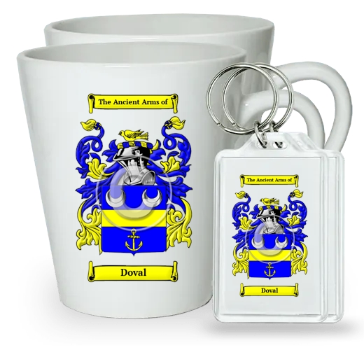 Doval Pair of Latte Mugs and Pair of Keychains