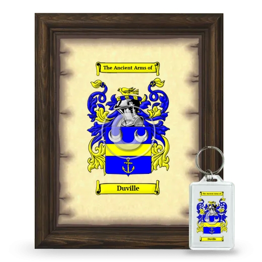 Duville Framed Coat of Arms and Keychain - Brown