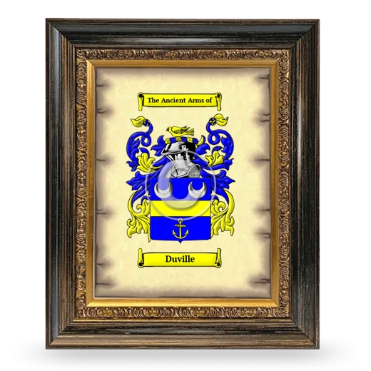 Duville Coat of Arms Framed - Heirloom