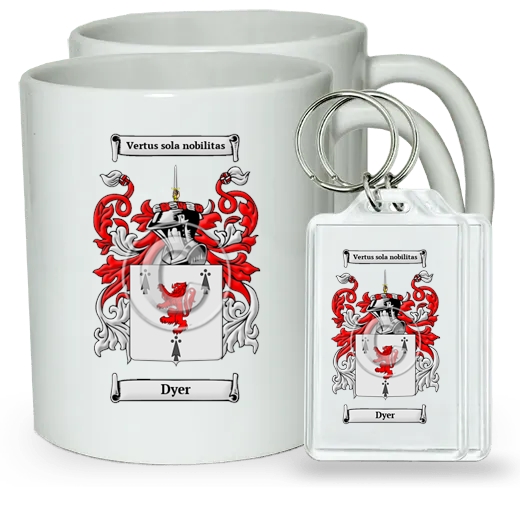Dyer Pair of Coffee Mugs and Pair of Keychains