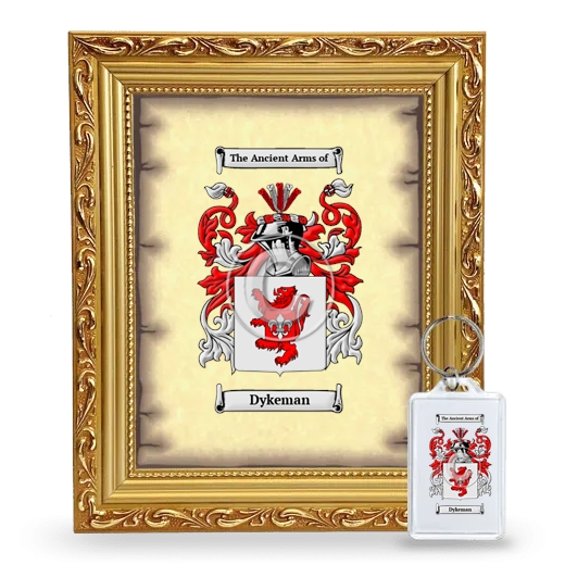 Dykeman Framed Coat of Arms and Keychain - Gold