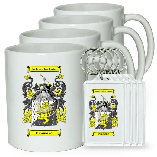 Dimmake Set of 4 Coffee Mugs and Keychains