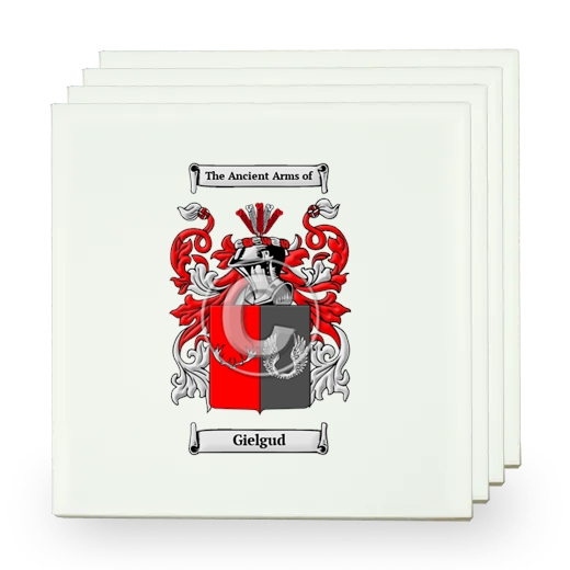 Gielgud Set of Four Small Tiles with Coat of Arms