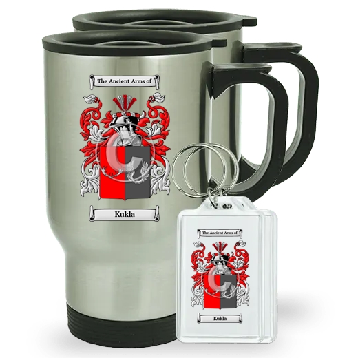 Kukla Pair of Travel Mugs and pair of Keychains