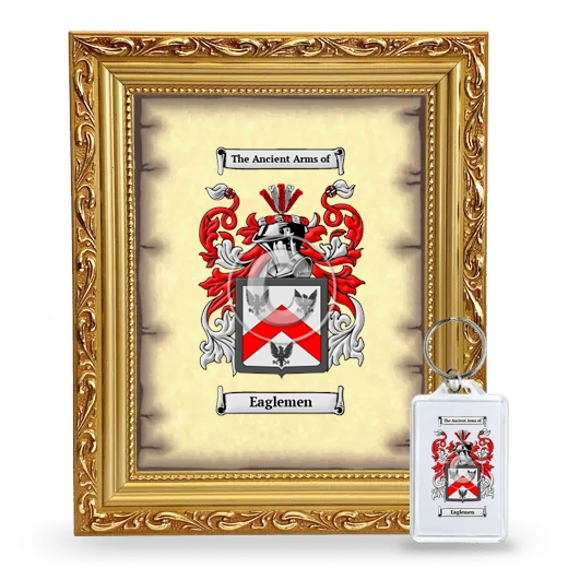 Eaglemen Framed Coat of Arms and Keychain - Gold