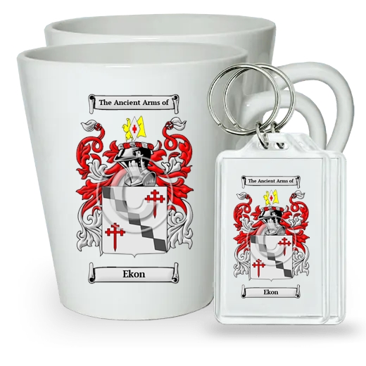 Ekon Pair of Latte Mugs and Pair of Keychains