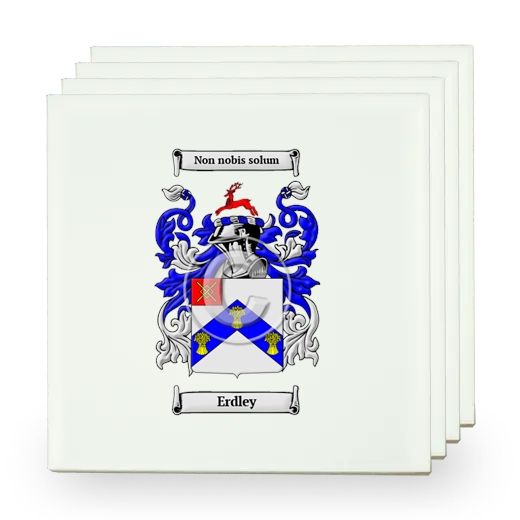 Erdley Set of Four Small Tiles with Coat of Arms