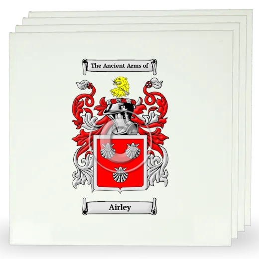 Airley Set of Four Large Tiles with Coat of Arms