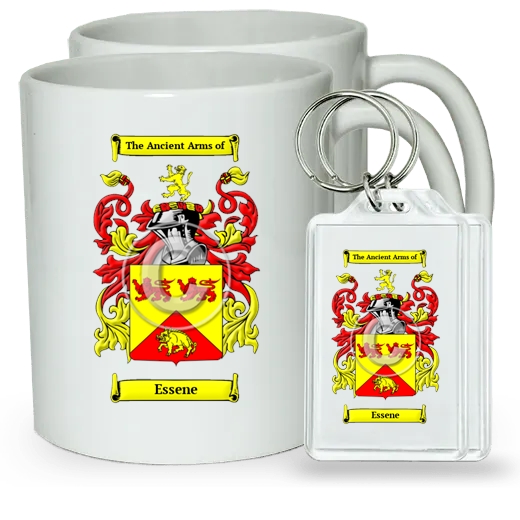 Essene Pair of Coffee Mugs and Pair of Keychains