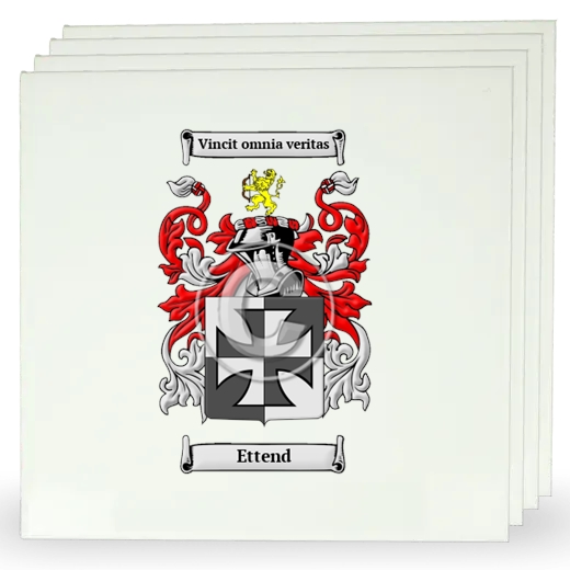 Ettend Set of Four Large Tiles with Coat of Arms