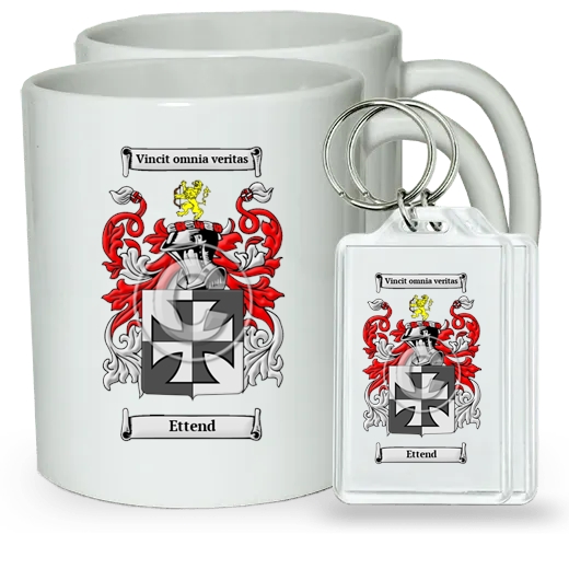 Ettend Pair of Coffee Mugs and Pair of Keychains