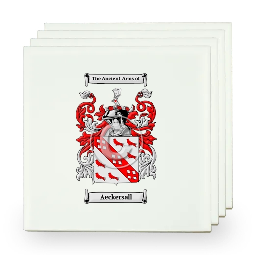 Aeckersall Set of Four Small Tiles with Coat of Arms