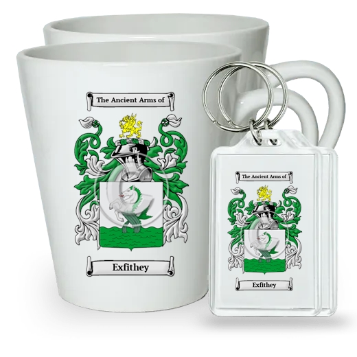 Exfithey Pair of Latte Mugs and Pair of Keychains