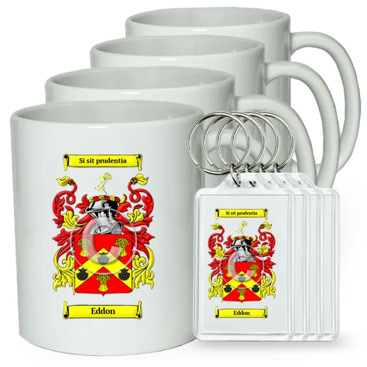 Eddon Set of 4 Coffee Mugs and Keychains