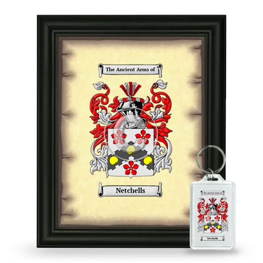 Netchells Framed Coat of Arms and Keychain - Black