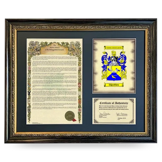 Edgwithey Framed Surname History and Coat of Arms- Heirloom